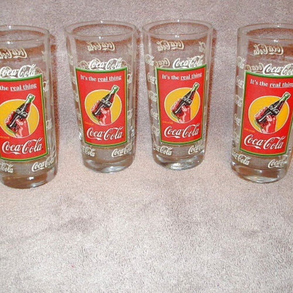 Vtg Coca Cola Glasses 16 oz Iconic Collection Nostalgia 60s Retro MCM Set Of 4
